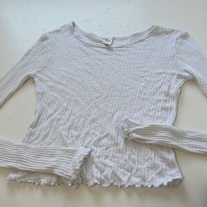 Destined Small White Long Sleeve Cropped Textured T Shirt